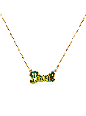 Gargantilha Brasil com acrílico folheada a ouro 18k