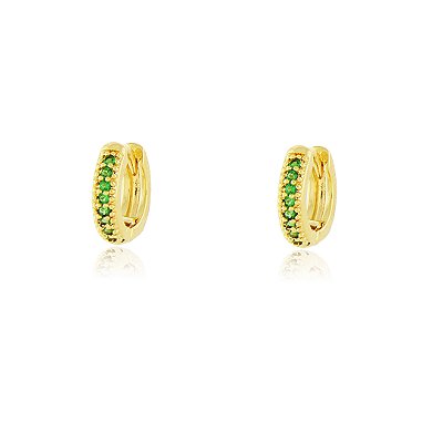 Argola pequena com zircônias folheada a ouro 18k