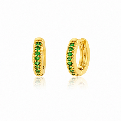 Argola pequena com zircônias folheada a ouro 18k