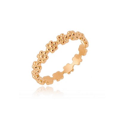 Anel flores folheado a ouro 18k