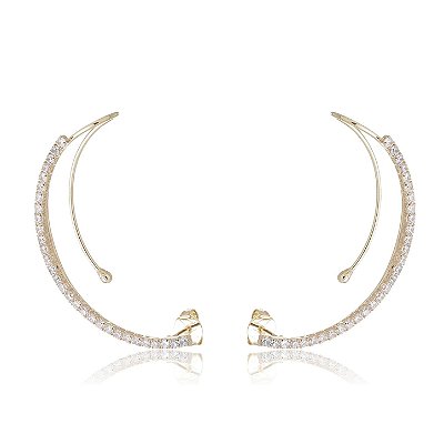 Brinco com zircônias folheado a ouro 18k