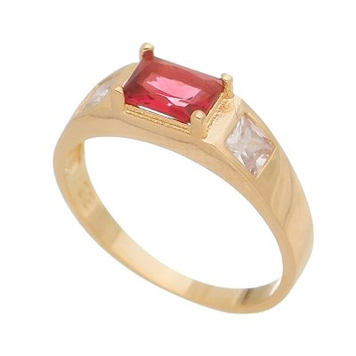 Anel com zircônias folheado a ouro 18k