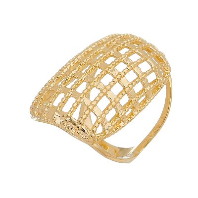 Anel largo telado folheado a ouro 18k