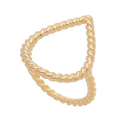 Anel gota grande vazada folheado a ouro 18k