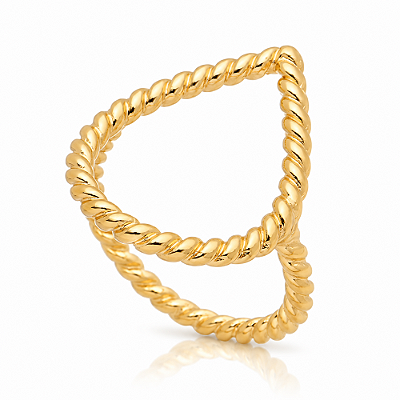 Anel gota grande vazada folheado a ouro 18k
