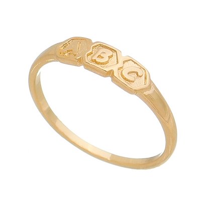 Anel ABC infantil folheado a ouro 18k