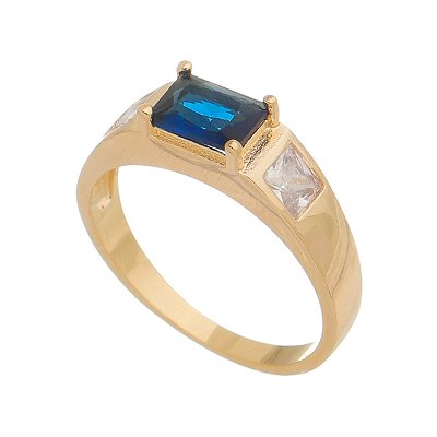 Anel com zircônas folheado a ouro 18k
