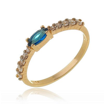 Anel com zircônias folheado a ouro 18k