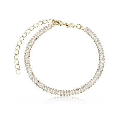 Pulseira com zircônias folheada a ouro 18k 16cm