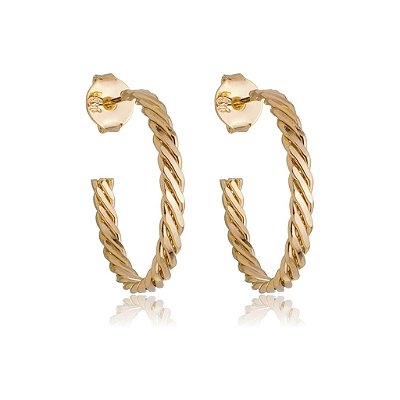 Argola pequena trançada folheada a ouro 18k