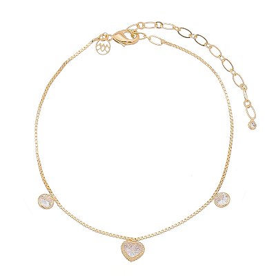 Pulseira com zircônias folheada a ouro 18k 17cm