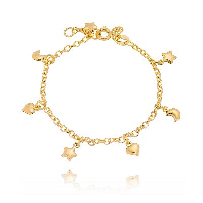 Pulseira infantil folheada a ouro 18k 14cm