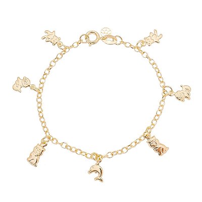 Pulseira infantil folheada a ouro 18k 14cm