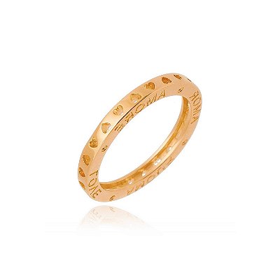 Anel com corações folheado a ouro 18k