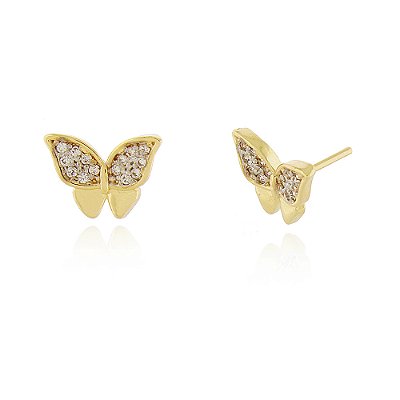 Brinco borboleta folheado a ouro 18k