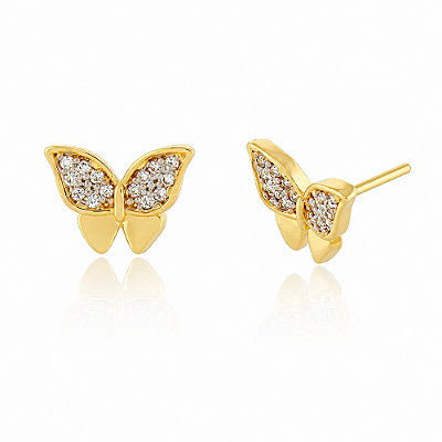 Brinco borboleta folheado a ouro 18k