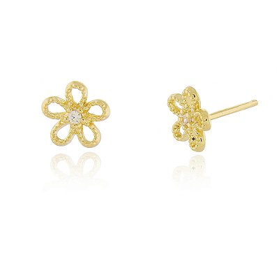 Brinco florzinha vazada folheado a ouro 18k