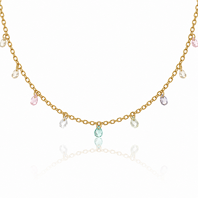 Gargantilha colorida folheada a ouro 18k
