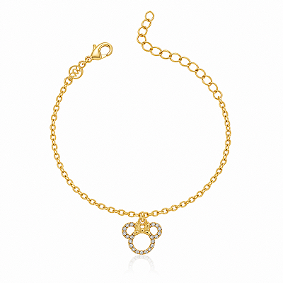 Pulseira infantil Minnie folheada a ouro 18k 12 cm