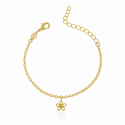 Pulseira florzinha folheada a ouro 18k 12cm