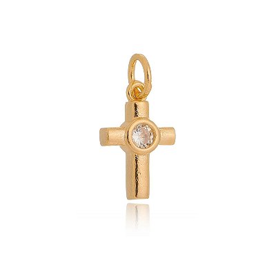 Pingente cruz pequena folheado a ouro 18k
