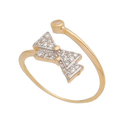 Anel ajustável laço folheado a ouro 18k