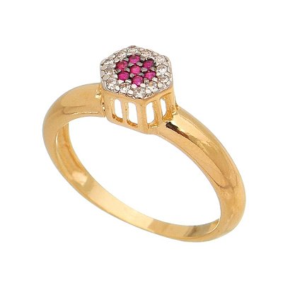 ANEL FOLHEADO A OURO 18K E RODIO COM ZIRCONIAS