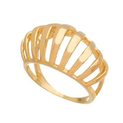Anel alto folheado a ouro 18k