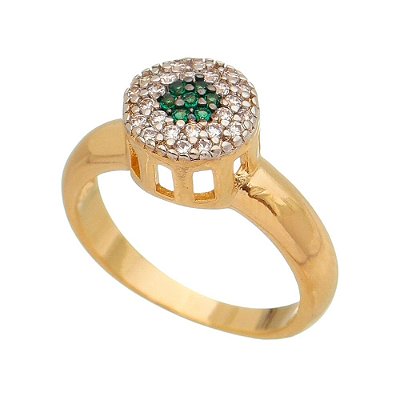 Anel chuveiro com zircônias folheado a ouro 18k