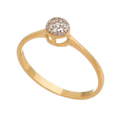 ANEL FOLHEADO A OURO 18K COM RODIO E ZIRCONIAS