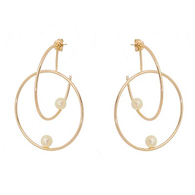 ARGOLA FINA TRABALHADA FOLHEADA A OURO 18K