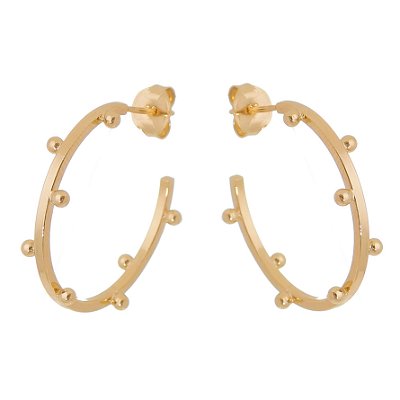 ARGOLA MENOR COM BOLINHAS FOLHEADA A OURO 18K