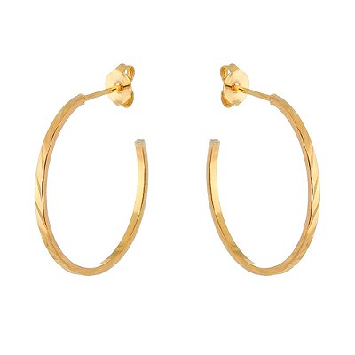 ARGOLA TRABALHADA FOLHEADA A OURO 18K