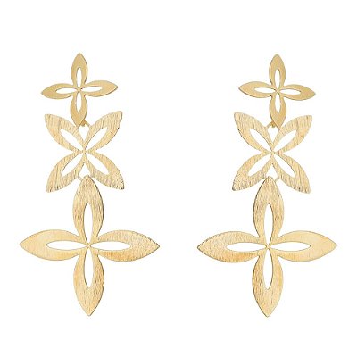 BRINCO TREVO LIXADO FOLHEADO A OURO 18K