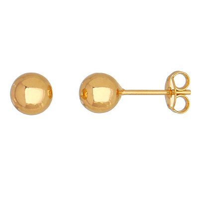 Brinco bola folheado a ouro 18k