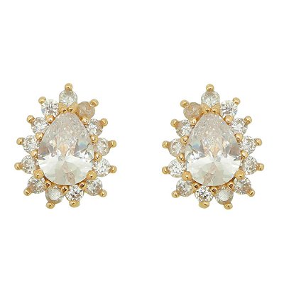 Brinco com zircônia folheado a ouro 18k