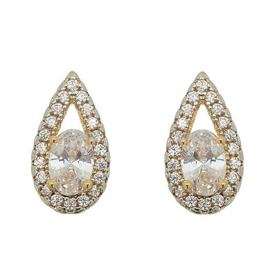 Brinco com zircônias folheado a ouro 18k