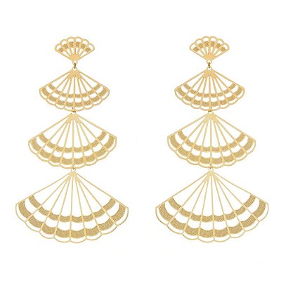 BRINCO LEQUE FOLHEADO A OURO 18K