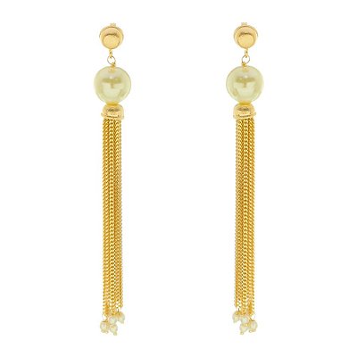 BRINCO CORRENTE FOLHEADO A OURO 18K COM PEROLAS