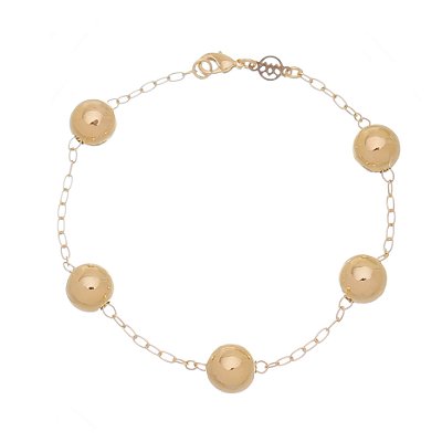 PULSEIRA DE BOLA GRANDE FOLHEADA A OURO 18K 21cm