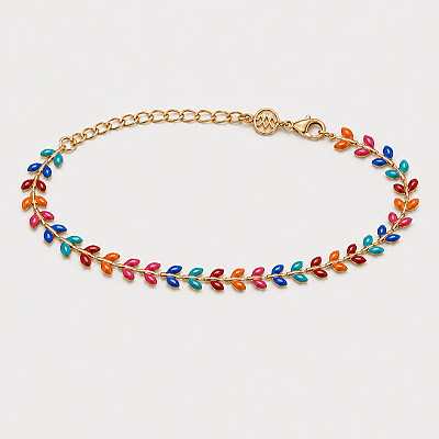 Pulseira colorida folheada a ouo 18k 16cm