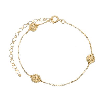 Pulseira bola trabalha folheada a ouro 18k