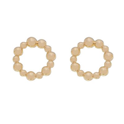 BRINCO CIRCULO FOLHEADO A OURO 18K COM BOLAS