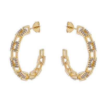 ARGOLA ELOS FOLHEADA A OURO 18K