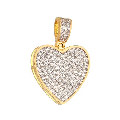 Pingente coração com zircônias folheado a ouro 18k