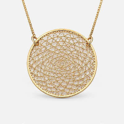 Gargantilha mandala folheada a ouro 18k