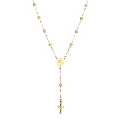 TERÇO FOLHEADO A OURO 18K BOLAS FOSCAS