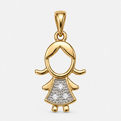 Pingente menina folheado a ouro 18k