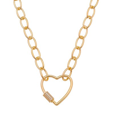 GARGANTILHA FOLHEADA A OURO 18K CORAÇÃO