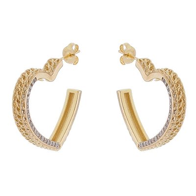 ARGOLA CORAÇÃO COM ZIRCÔNIA FOLHEADA A OURO 18K